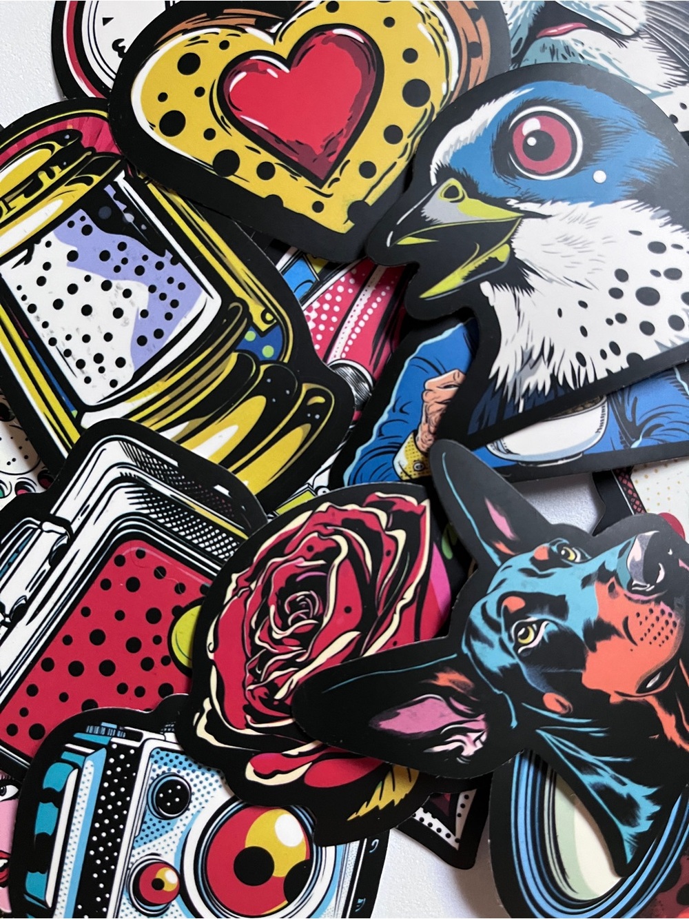 Stickers! Colorful Pop Art 20 Pack — awesome! New. PVC, low profile, medium